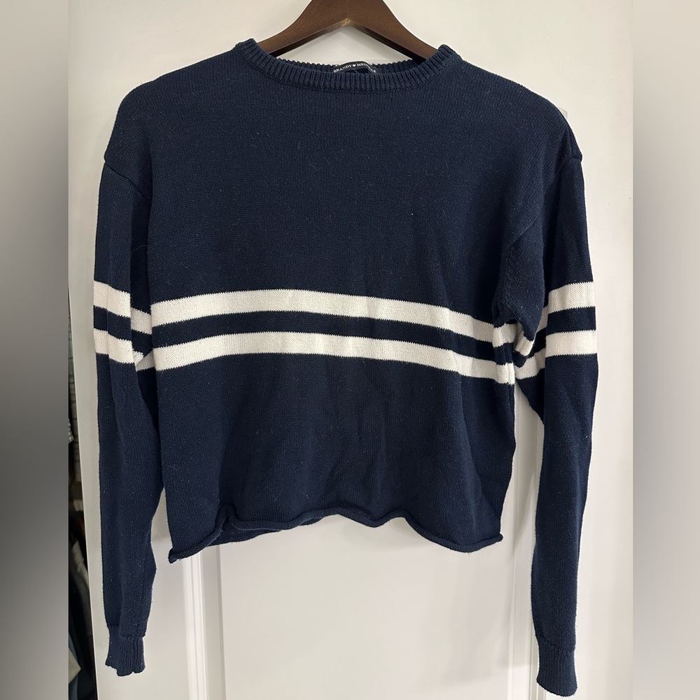 Brandy Melville Navy and White Striped Sweater